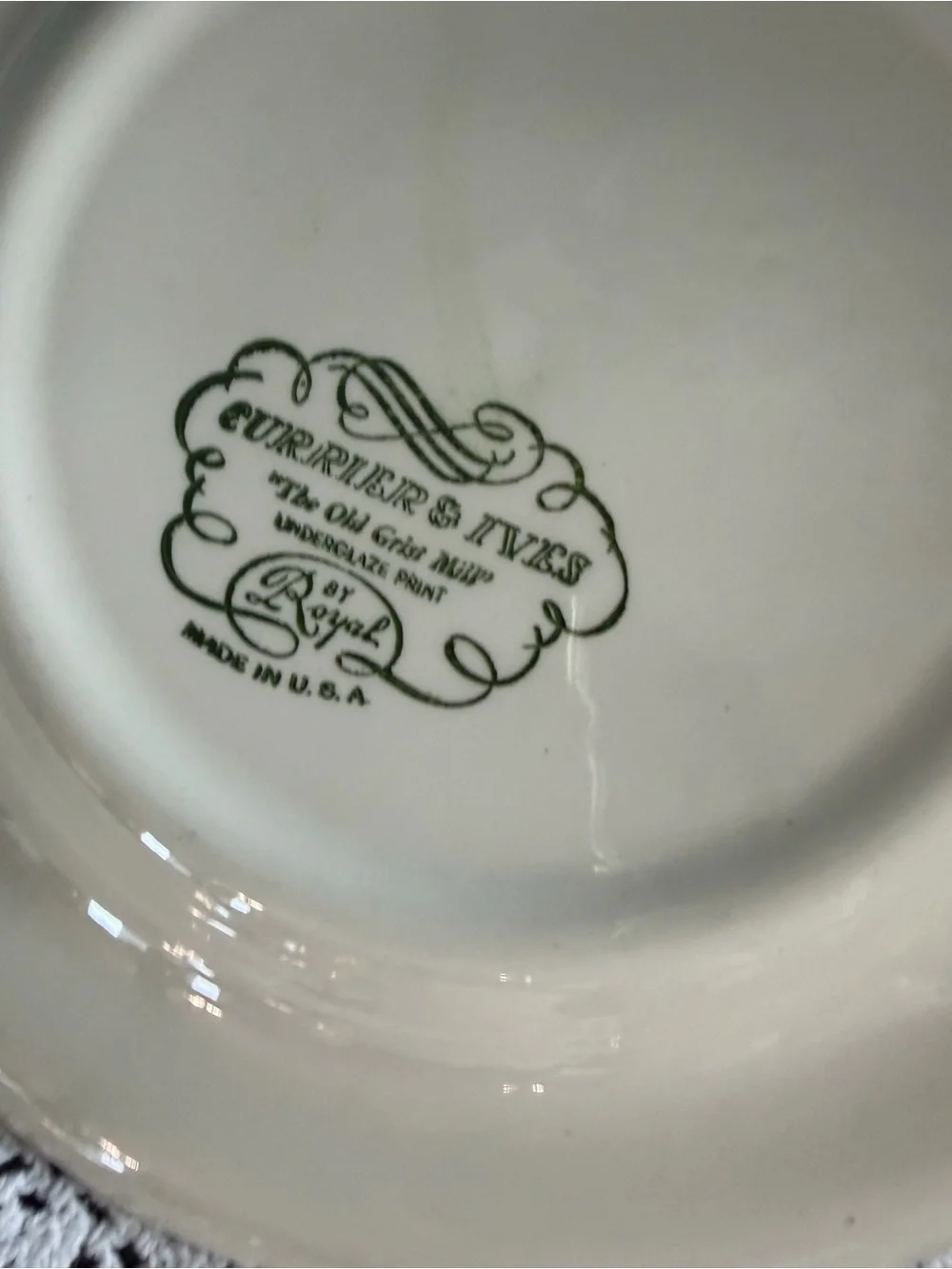 Currier and Ives The Old Grist Mill By Royal Ceramic Dinner Plates - Set of 4